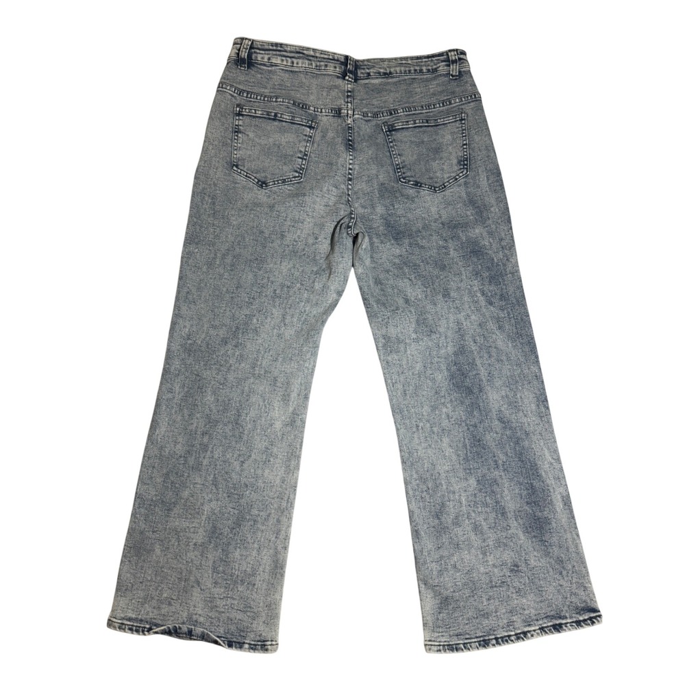 Acid Wash Wide Leg Jeans Light Blue High Waisted Size 14 Relaxed Fit Denim - Picture 8 of 8